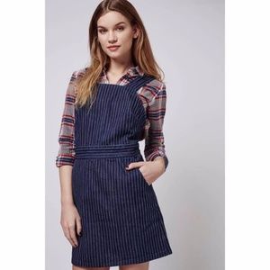 Topshop Moto Skirtall Overall Dress Pinstripe Pinafore denim jean 4